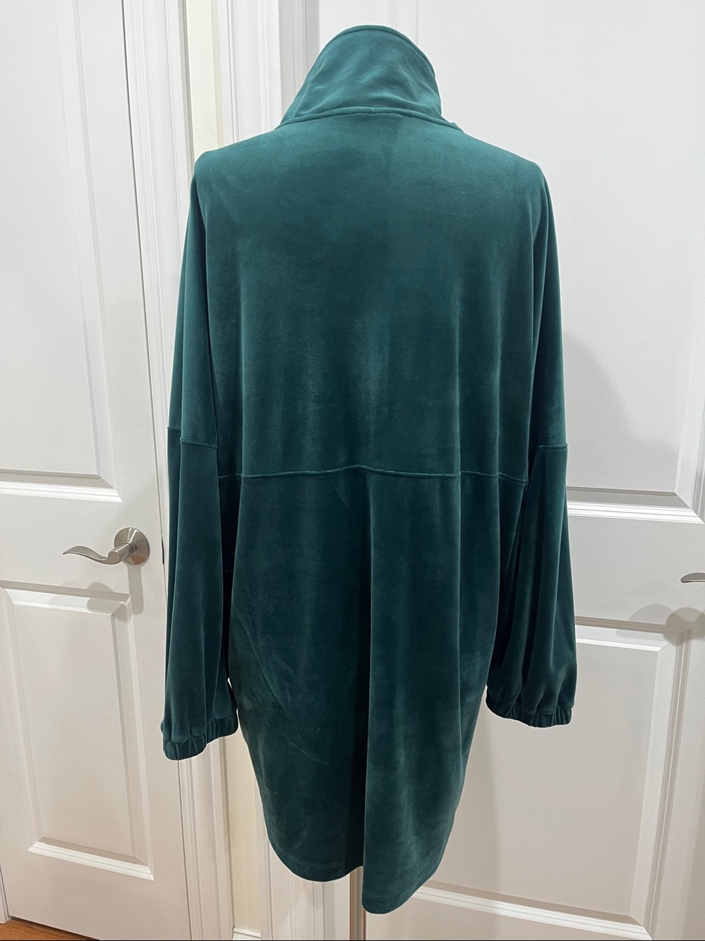 Anthropologie Saturday Sunday Rosalind Velvet Tunic Dress Teal w/ Pockets Size L - Picture 5 of 15